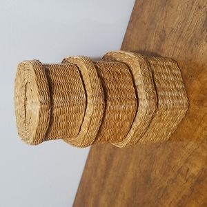 Set of 3 small wicker boxes